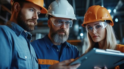 A male and female engineer troubleshooting a large turbine inside a power plant
