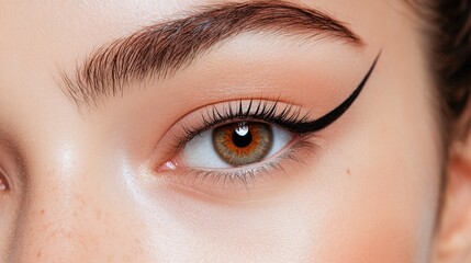 Obraz premium A liquid eyeliner gliding effortlessly along the lash line, forming a precise and elegant wing