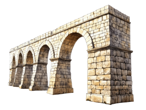 Stone arch bridge against black background