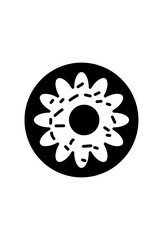 Obraz premium black and white floral donut icon
