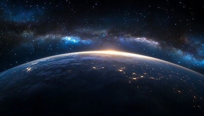 Obraz premium View of the planet Earth during a sunrise 3D rendering elements of this image