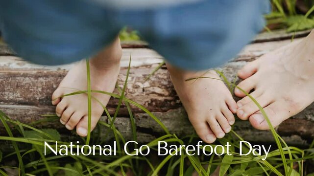 Child's barefoot adventure: exploring nature on National Go Barefoot Day