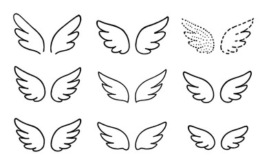 Obraz premium Hand-Drawn Wing Icons