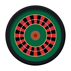 Roulette wheel casino game graphic isolated on white background