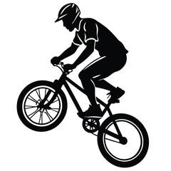 Naklejka premium Dynamic BMX riders in action, perfect for apparel or decals.