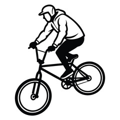 Naklejka premium Dynamic BMX riders in action, perfect for apparel or decals.