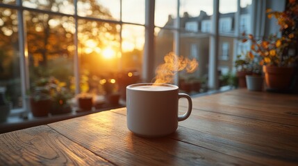 Warm drink at sunset view