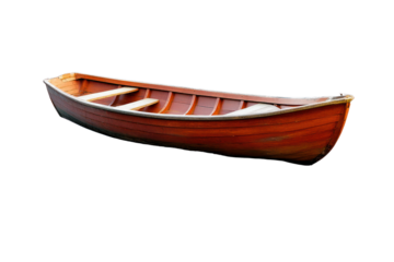Traditional wooden rowboat with a curved hull and classic design, ideal for freshwater or coastal recreational fishing, leisure sailing, and outdoor water activities