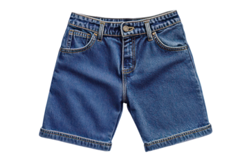 Classic blue denim shorts for casual wear with adjustable waistband, front and back pockets, durable fabric, perfect for summer outdoor activities