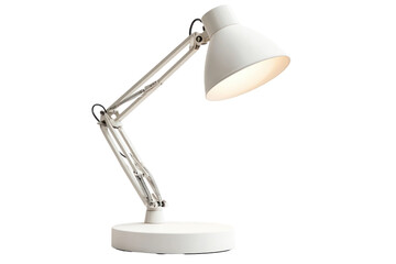 Modern adjustable white desk lamp with flexible arm for study work reading and workspaces, energy-efficient task lighting for home or office use