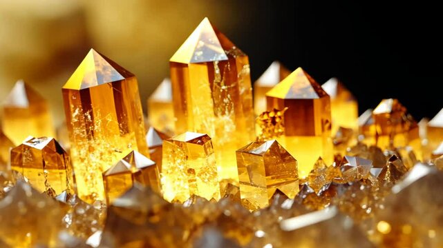 yellow quartz crystal sparkle shine in dark 