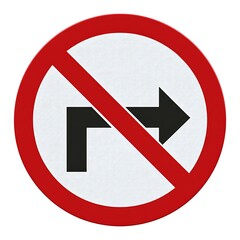 No right turn traffic sign isolated on white background