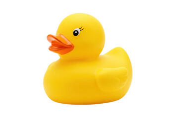 Isolated Classic Yellow Rubber Duck Toy with Black Eyelash