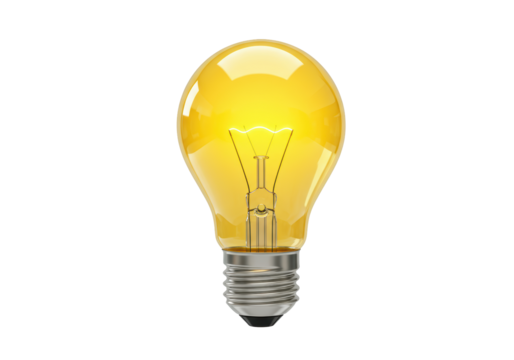 Isolated Classic Incandescent Light Bulb with Glowing Filament