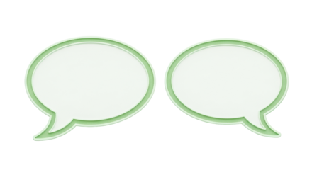 Isolated Pair of Blank Green-Bordered Speech Bubbles Communication