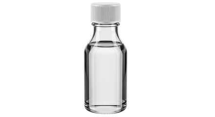Isolated Small Glass Bottle with Clear Liquid Essential Oil