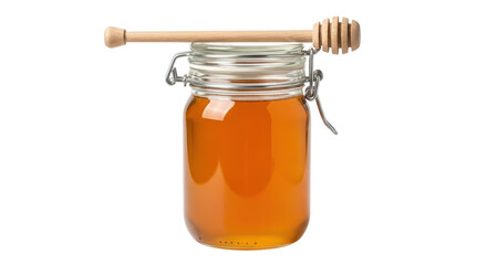 Isolated Jar of Honey with Dipper Sweetener Natural
