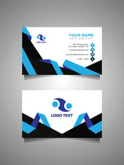 Abstract blue geometric business card design template Free Vector