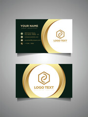 Elegant business card, gold and white business card Free Vector
