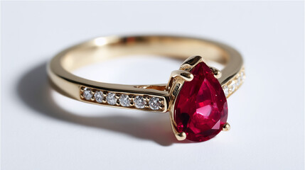 golden ring with a red diamonds
