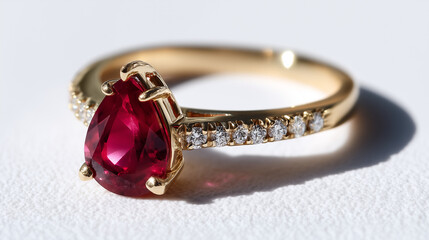 golden ring with a red diamonds