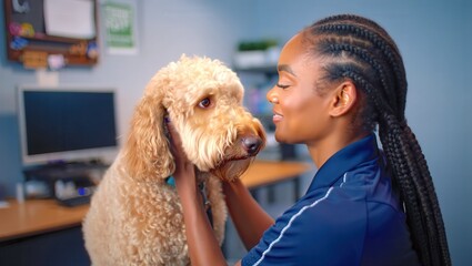 National Take Your Dog to Work Day: Joyful bonding moment between woman and dog in office setting