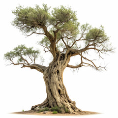Obraz premium twisted ancient tree with sprawling branches like veins, isolated on white background