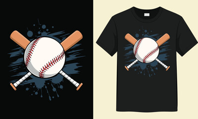 Crossed Baseball Bats with Ball Splash Graphic  T-Shirt Design vector illustration