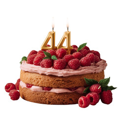 Delicious raspberry cake celebration kitchen setting food photography bright environment transparent background