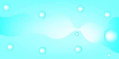 Skyblue wave background with bubble shapes and gradient color, vector illustration