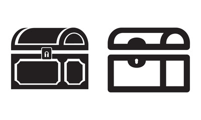 Stylized Treasure Chest Icons Closed and Open