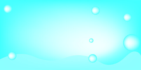 Skyblue wave background with bubble shapes and gradient color, vector illustration