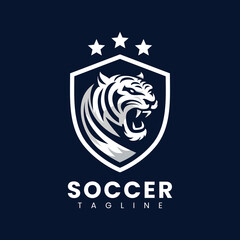 Tiger Logo with Shield and Three Stars