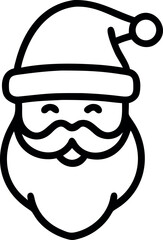 Simple Santa Claus face with hat and beard outline icon