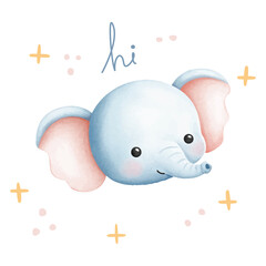 Adorable Animal Watercolor Elephant