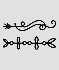 Two decorative line art dividers with arrow and floral elements