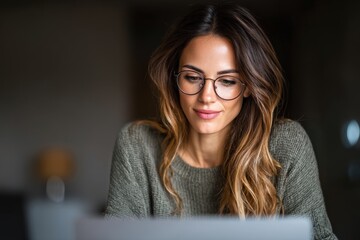 Woman managing her online banking, social life, and tasks on a laptop.