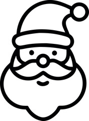 Simple Santa Claus face with hat and beard outline icon