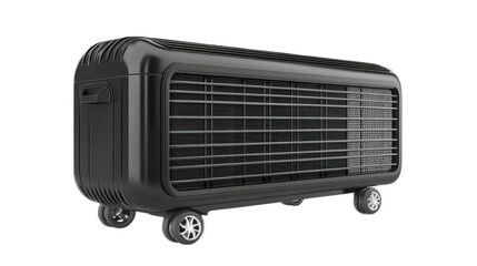 Fototapeta premium Portable Black Air Cooler with Wheels and Grille Design