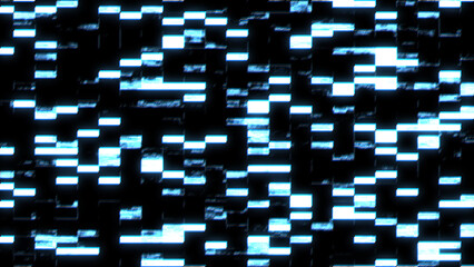 Blue wavy glitch structure with blocks. Modern, distorted texture background. For game screens, web-sites, designs, banners and business. 3d rendering.