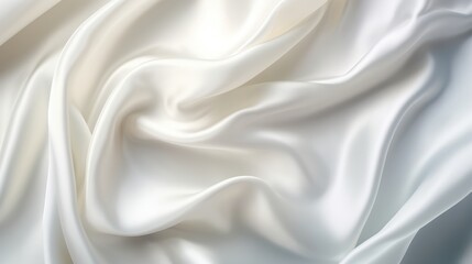 Soft, luxurious white silk fabric with smooth, flowing folds and a subtle sheen.