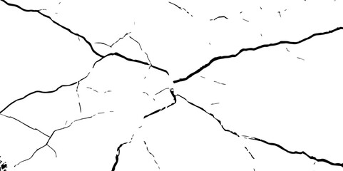 Old wall background crack vector, grunge, ground distress texture.Black crack texture. Cracked on a white background.
