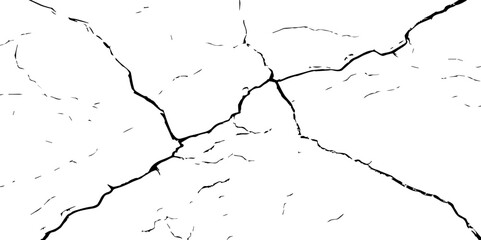 Old wall background crack vector, grunge, ground distress texture.Black crack texture. Cracked on a white background.

