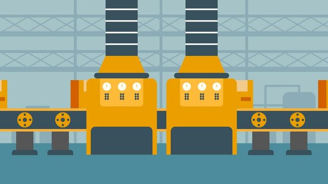 Industrial Automation Streamlined Production Line and Efficient Manufacturing Processes Looping Animation.