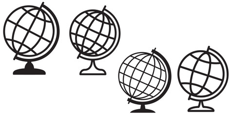 vector various Globe Icons Set Black and White Illustration, 