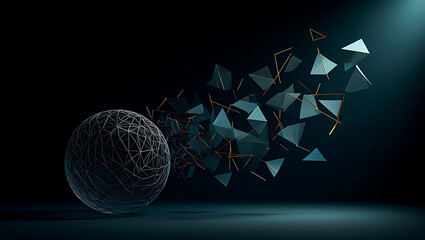 abstract background made of glossy triangles and earth globe with Technology Abstract Globalization Background Highlighting International Data Transfer and High Tech Network Interactions Worldwide