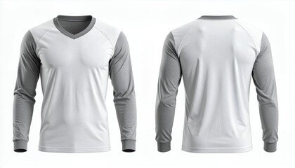 Men v-neck in heather gray jersey fabric, isolated