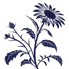 silhouette sunflower on white background