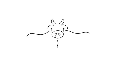 art line of zodiac sign of the buffalo for chinese new year