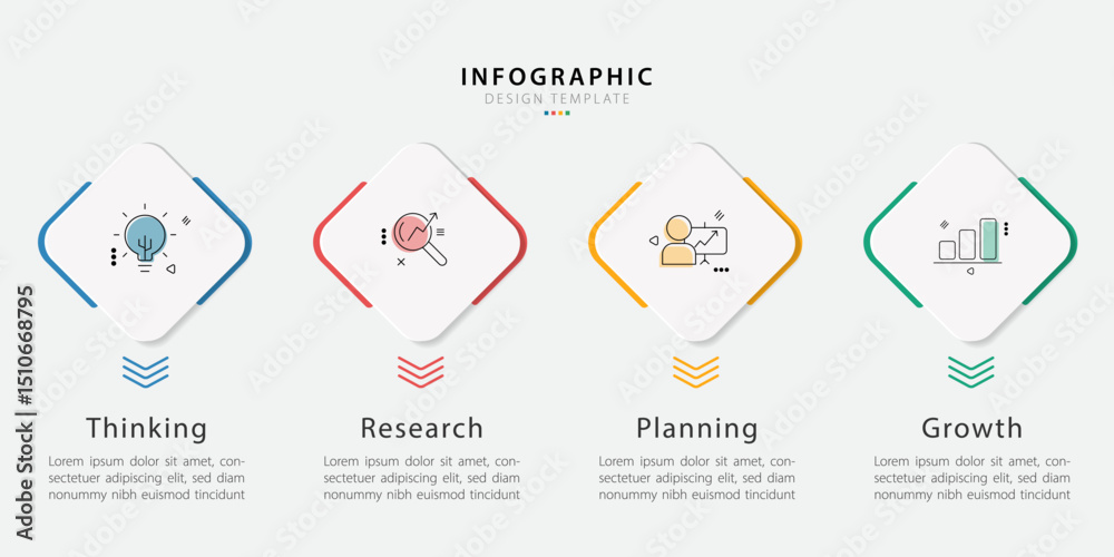 Leinwandbilder Infographic template 4 Step timeline journey isolated background, Data visualization flat simple design. presentation graph. Business timeline creator 4 options, vector illustration.